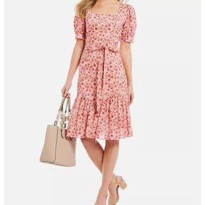 Antonio Melani pink floral puff sleeve dress